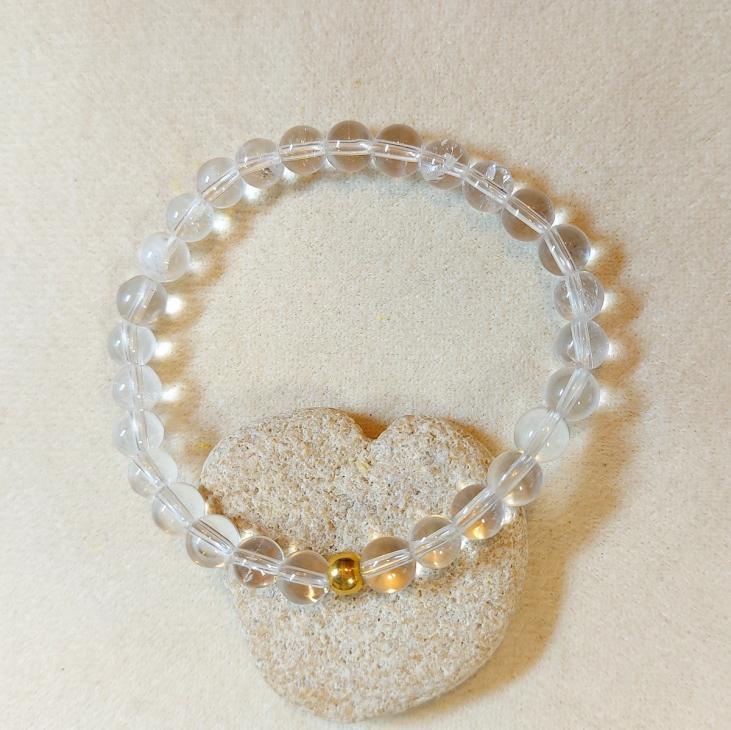 Bracelet en perles de Cristal de Roche 6 mm
