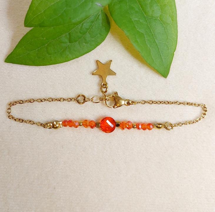 Bracelet PACO en perles en verre de couleur orange