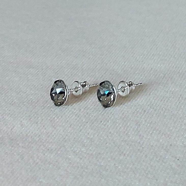 Clous d'oreilles en Argent 925 et cristal Swarovski Black Diamond