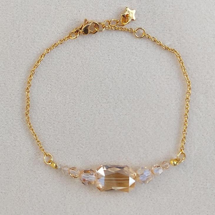 Bracelet Swarovski doré et perles Crystal Golden Shadow
