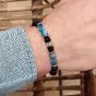 Bracelet en perles d'Apatite bleue et d'Onyx noir 8 mm
