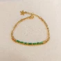Bracelet DEBBY double chaîne doré et vert