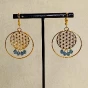 Boucles pendantes SOHA dorées et perles Swarovski bleues