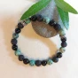 Bracelet en perles de Turquoise africaine, d'Onyx noir et de Pierre de Lave 8 mm
